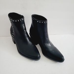 NEW BP Lance Women's Black Leather Block Heel Bootie Size 8.5